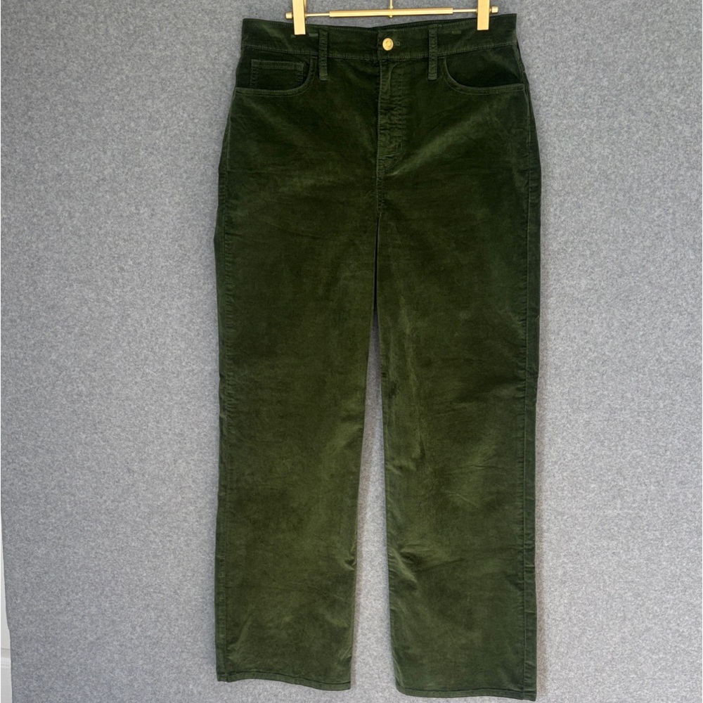 J. Crew Full-length slim wide-leg pant in Stretch Velvet 29 Green - Picture 2 of 11